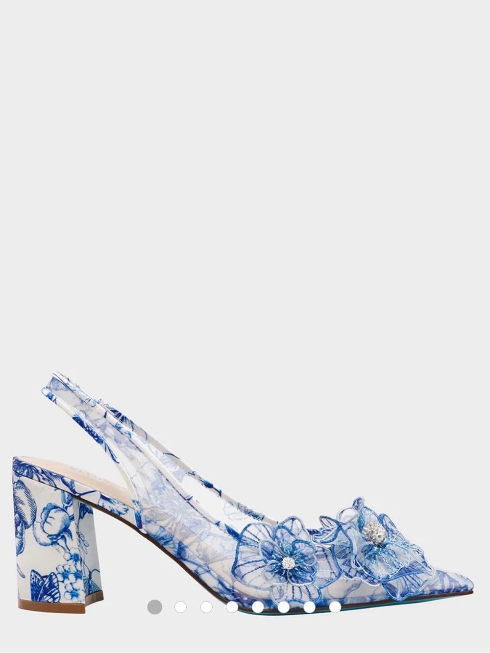Betsey Johnson Blue Floral Slingback Block Heel